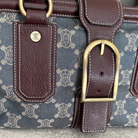 Celine Denim Blue and Chocolate Brown Buckle Bag - Picture 8 of 10